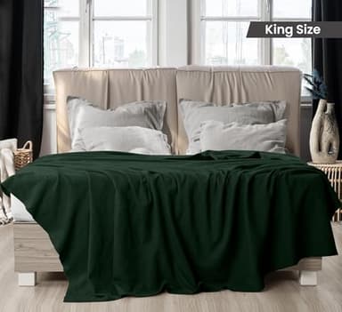 Utopia Bedding Forest Green 100% Cotton Blanket [King Size - 90x108 Inch] 350GSM Lightweight, Soft and Breathable Thermal Blanket for All Seasons - Image 4