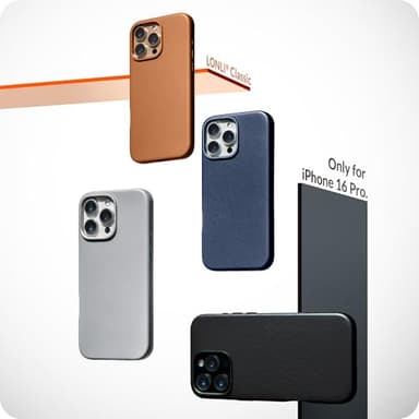 LONLI Classic - for iPhone 16 Pro Leather Case - European Genuine Vele Leather Phone Case - Smoothen and Soften Over Time - [Compatible with Magsafe] - Gladius/Grey - Image 2