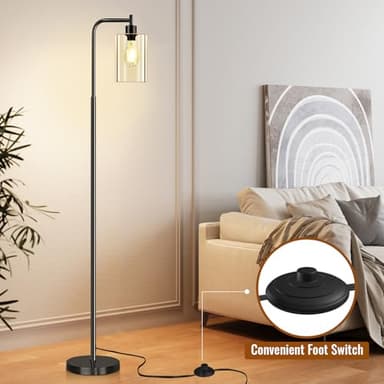 Floor Lamp,Floor Lamps for Living Room with Glass Lampshade,Modern Design Lamps Living Room,Standing Lamp with Premium Metal Material,Dimmable Living Room Lamps,Arced Floor Lamps,Tall Lamp(One Bulb) - Image 5