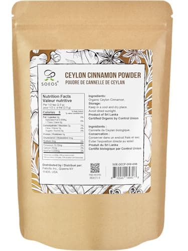 Soeos Organic Ceylon Cinnamon Powder, 8oz (227g), Premium Ground Cinnamon, Non-GMO, Gluten-Free, Freshly Packed - Image 2