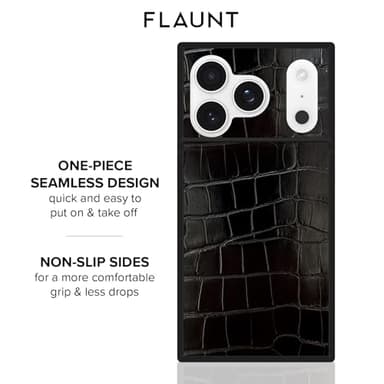 Flaunt Official Square Protective Case - Compatible with iPhone 17 Pro Max - Compatible with MagSafe & Wireless Charging - Drop-Tested & Shockproof - (Black Crocodile) - Image 7