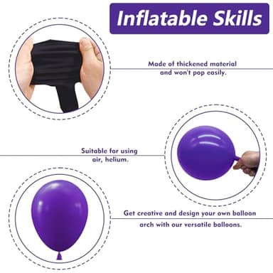 NISOCY Purple Balloons Arch Garland Kit, 102PCS 18In 12In 10In 5In Deep Dark Purple Balloons Different Sizes for Birthday Graduation Engagement Mermaid Theme Halloween Party Decorations - Image 5