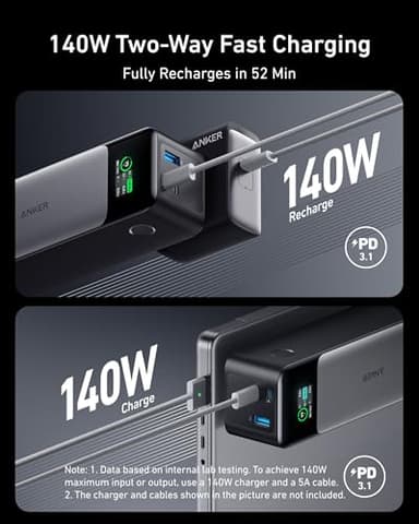 Anker 737 Power Bank, 24,000mAh 3-Port Laptop Portable Charger with 140W Fast Charging, Smart Display, for Outdoor Work, Compatible with iPhone 16/15/14 Series, Vision Pro, Samsung, MacBook, and More - Image 3