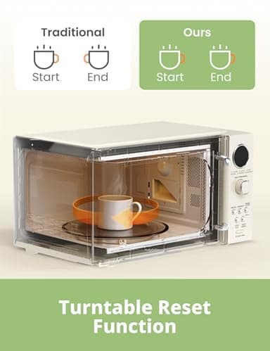 COMFEE Retro Ovens, Small 9 Preset Programs, 0.9 cu.ft Countertop Compact Microwaves with Multi-Stage Cooking, Mute Function, LED Digital, Apricot/900W, CMO-MMP02AA(at), Apricot - Image 6
