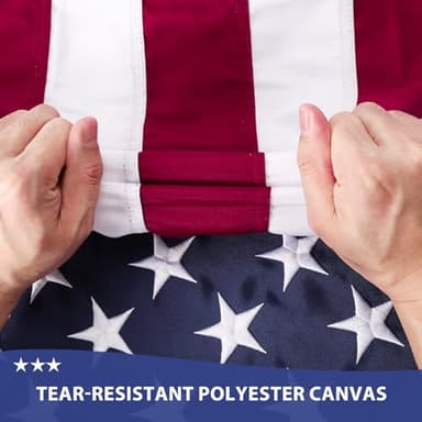 American Flag 10x15 Ft Ultra Durable Tear-Resistant Series, Made From Heavy Duty Water Resistant Polyester Canvas Embroidered Stars, Sewn Stripes, Brass Grommerts US Flags Perfect - Image 6