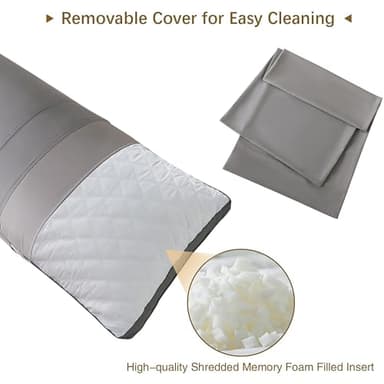 WhatsBedding Memory Foam Body Pillow with Removable Pillowcase-Fluffy Body Pillows for Adults -Large Long Bed Pillows for Sleeping - 20x54 inch, White - Image 2