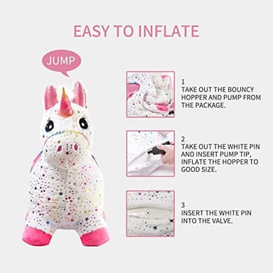 INPANY Unicorn Bouncy Horse Toys, Toddlers Girl Bouncing Animals, Inflatable Ultra Thick Plush Horse Hopper, Baby Ride-on Rubber Bouncer, Outdoor Indoor Cute Birthday Gift for 2 3 4 Year Old Girl Kid - Image 7