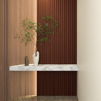 Art3d Slat Wood Wall Paneling for Interior and Ceiling Decoration - Pack of 4pcs + 1pc End-Trim, Size 108 x 5.7in.- Walnut - Image 9