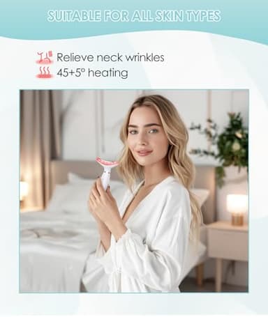 ELISHINE 7 Color Neck Face Massager - Facial Massager Tool for Skin Care at Home, Vibrating Face Massager with Thermals, Galvanic Machines White - Image 7