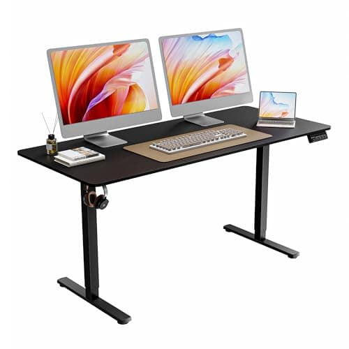 ERGOMAKER 63" Electric Standing Desk, Adjustable Height, Sit Stand Up Desk for Home Office & Computer Workstations, Memory Controller, Black - Image 1