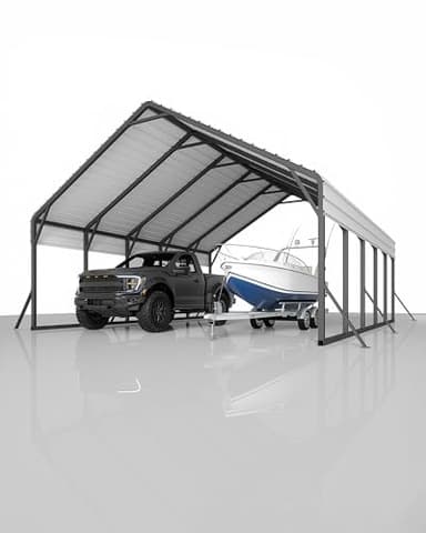Garveelife 20'x25'x13' Metal Carport for 2 Cars, Heavy Duty Car Ports for Heavy Snow, Reinforced Frame, Tall Metal Car Ports for Bass Boats, Full-Sized Pickup Trucks, and Tractors, N.W. 980 Lbs - Image 9