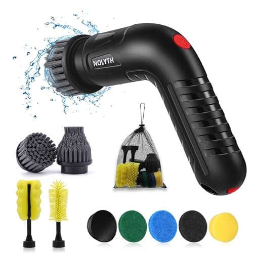NOLYTH Electric Scrubber for Cleaning Bathroom: Cordless Spin Brush for Shower Tub Tile Floor - 2 Speed 8 Replaceable Heads IPX7 Waterproof 90 Mins Working Time - Ergonomic Design for Arthritis - Image 1