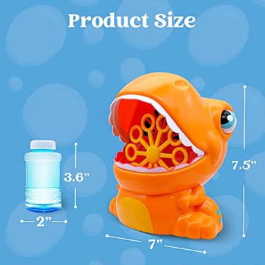 JOYIN Dinosaur Bubble Machine, Bubble Blower with Solutions for Kids, Summer Outdoor Indoor Toy, Dinosaur Party Favor, Kids Birthday Gift (Orange) - Image 6