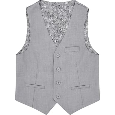 Marvelous World Boys Suits Light Gray Slim Fit Size 10 Formal Suits for Kids Toddler Tuxedos Dresswear Ring Bearer Outfit Boys' Wedding Suits Set Dress Clothes Teen Youth 5-Piece Adjustable Waist - Image 7