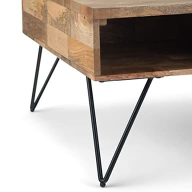 SIMPLIHOME Hunter Lift Top Coffee Table - 32 inch Wide Solid Mango Wood and Metal Industrial Square Cocktail Table in Natural, Living Room Table with Dual Lift Tops, Hidden Storage and Hairpin Legs - Image 10