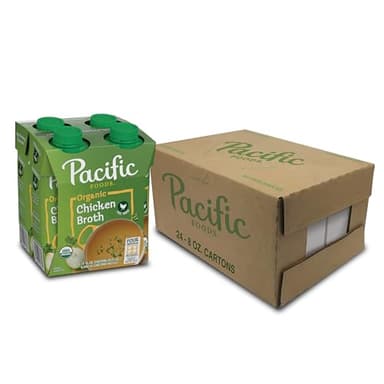 Pacific Foods Organic Free-Range Chicken Broth, 8 oz Carton (24 Pack) - Image 1