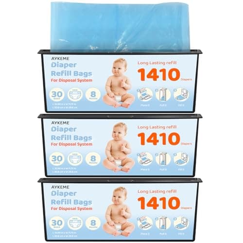 90 Bags Diaper Pail Refills Bags Compatible with Genie Easy Roll Signature & Platium Diaper Pails | 7-Layer OdorLock Technology | Up to 10 Months Use,3 Pack - Image 1