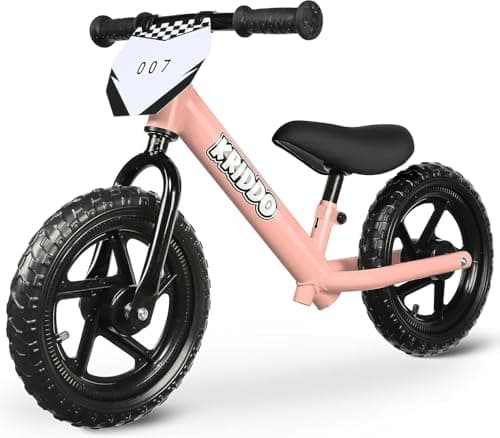 KRIDDO Toddler Balance Bike 2 Year Old, Age 24 Months to 5 Years Old, 12 Inch Push Bicycle with Customize Plate (3 Sets of Stickers Included), Steady Balancing, Gift Bike for 2-3 Boys Girls, Pink - Image 1
