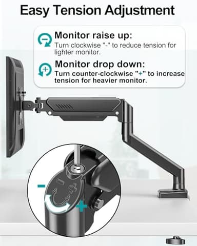 Dual Monitor Arm Desk Mount Fits 13 to 32 inch Computer Screens, Holds 4.4 to 22lbs Display VESA Mount, Adjustable Double Monitor Stand with Clamp/Grommet Base, 75/100mm Bracket, Black, Freelift - Image 7