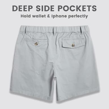 maamgic Men's Classic-fit 5.5" Cotton Casual Shorts Elastic Waistband with Multi-Pocket Daily Wear Walking Summer Outfit Silver Grey 30 - Image 4