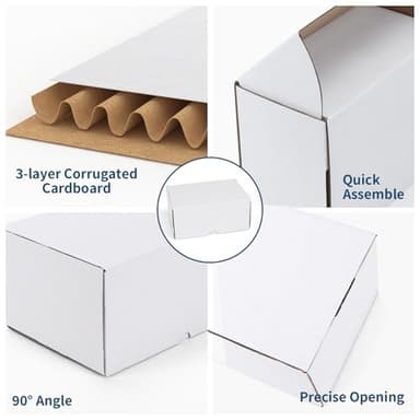 ZBEIVAN 7x5x3 White Shipping Boxes Set of 25, Corrugated Cardboard Mailer Boxes for Packaging Small Business Mailing Gifts - Image 3