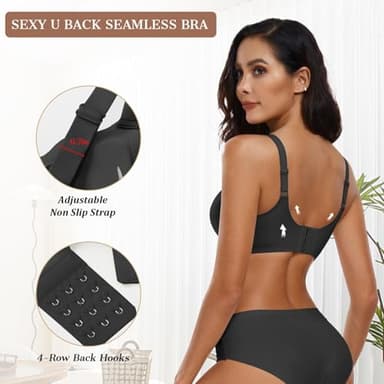 OEAK Womens Wireless Bras Push Up Support Full Coverage Bralettes No Underwire Bra Comfortable Everyday Seamless Tshirt Bras Black XL - Image 4