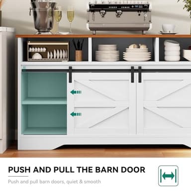 YITAHOME Buffet Cabinet with Drawers, 59" Large Sideboard Buffet Storage Cabinet with Shelves and Doors, Modern Farmhouse Coffee Bar Station Wood Kitchen Table for Kitchen, Dining Room, White - Image 3