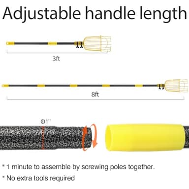 Extendable Fruit Picker with Basket - 5ft Telescopic Pole for Picking High Fruit Trees - Image 3