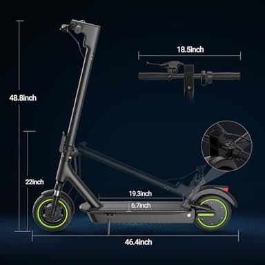 Roinside Electrict Scooter with Quadruple Shock Absorption, Up to 22MPH and 28 Miles Long-Range Portable Foldable Commuting Scooter for Adults with Double Braking System and App - Image 4