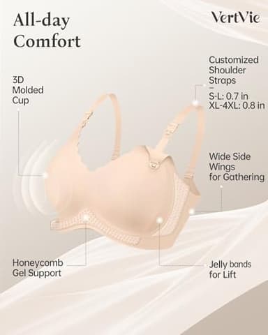Vertvie Nursing Bras for Breastfeeding Seamless Comfort Maternity Bra Wireless Support Pregnancy Sleep Bralette Natural Shape(Nude,Medium) - Image 6