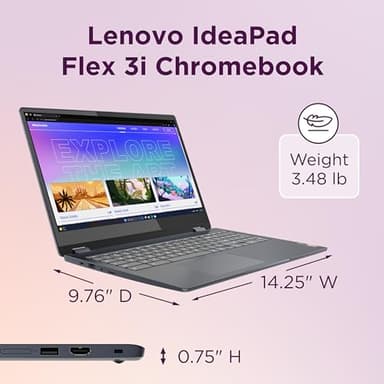 Lenovo IdeaPad Flex 3i Chromebook Laptop, Intel® UHD Graphics, 15.6” FHD Display, Intel Pentium N6000, 8GB RAM, 128GB SSD, 1920x1080 px, Touchscreen, Chrome OS, Abyss Blue - Image 7