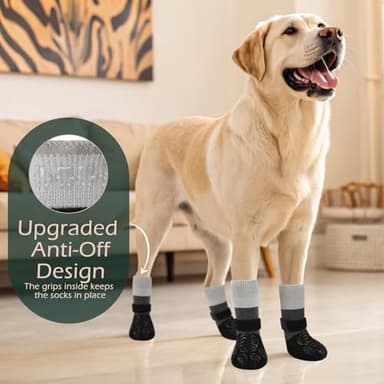 EXPAWLORER Anti Slip Dog Socks to Prevent Licking Paws,Dog Shoes for Hot Pavement, Dog Booties for Hardwood Floors, Dog Boots & Paw Protectors with Grippers for Small Medium Large Senior Dogs Black XL - Image 6