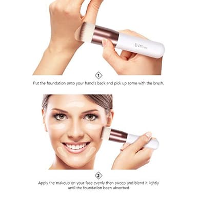 DUcare Foundation Brush,Flat Top Kabuki Brush Synthetic Professional Makeup Brush Liquid Blending Mineral Powder Buffing Stippling Makeup Tools, Rose Golden/White - Image 6