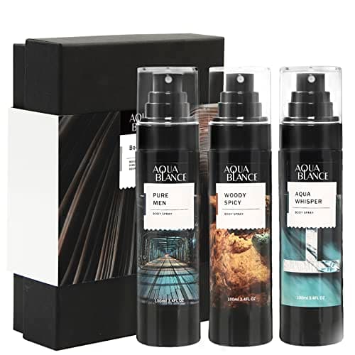 AQUA BLANCE Deodorizing Body Spray for Men, Mens Body Refreshing Spray, Fragrance Mist, Pack of 3, Each 3.4 Fl Oz, Total 10.2 Fl Oz - Image 1