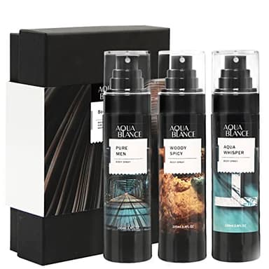 AQUA BLANCE Deodorizing Body Spray for Men, Mens Body Refreshing Spray, Fragrance Mist, Pack of 3, Each 3.4 Fl Oz, Total 10.2 Fl Oz - Image 1