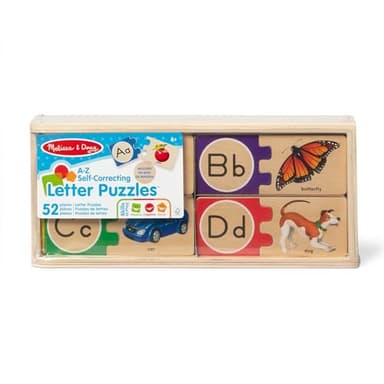 Melissa & Doug Self-Correcting Alphabet Wooden Puzzles with Storage Box (52 pcs) ABC Puzzles, Wooden Alphabet Puzzle for Kids Ages 4+ - Image 6