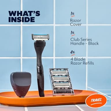 Dollar Shave Club | Travel Shave Set | 4 Swift Rinse Refill Cartridges, 1 Handle, 1 Razor Cover - Image 2