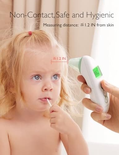 Momcozy Non-Contact Forehead and Ear Thermometer, Digital Infrared Thermometer for Adults and Children, with Child Mode, Fever Alarm Function, Mute and Memory Functions, Fast and Accurate Measurement - Image 2