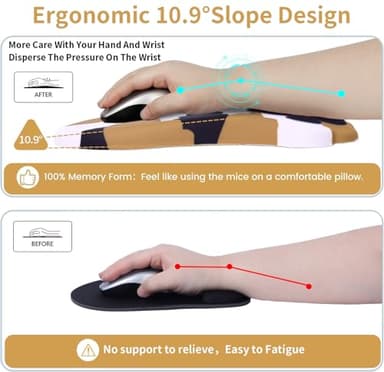 L-SPOUTTO Ergonomic Mouse Pad with Wrist Rest,Cute Cat Paw Mousepad Wrist Support,Comfortable Massage Design Computer Pain Relief Mouse Pad with Non-Slip PU Base for Desk Laptop Gaming,Tortoiseshell - Image 5