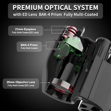 8x25 Compact Binoculars, 8X Small Mini Pocket Portable Size 8.2° Wide Angle View Lightweight 21mm Large Eyepiece ED Lens for Adults Youth Travel Hiking Cruise Safari Birding Sports Wildlife Viewing - Image 3