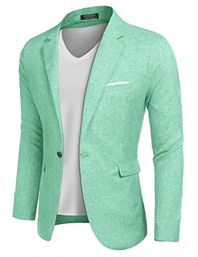 COOFANDY Men's Blazer Casual Sport Coats Slim Fit One Button Suit Jacket Lightweight Sports Jacket (Mint Green,Large) - Image 1