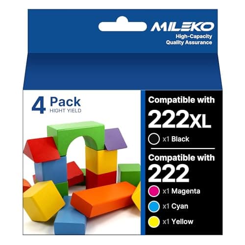 222XL Ink Cartridges Combo Pack Remanufactured Replacement for Epson 222 Ink Cartridges for Epson 222 XL 222XL for Epson XP-5200 Printer for Workforce WF-2960 Printer (4 Pack, 222 Ink) - Image 1