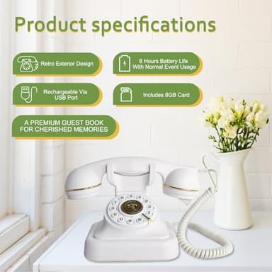 ROOMEDAL Audio Guest Book Wedding Phone- Record Customized Audio Messages with GuestBook – A Personal and Convenient Way to Preserve Your Special Occasions - Image 5