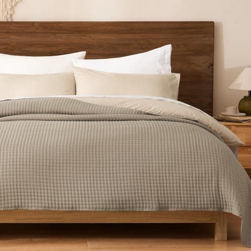 PHF Muslin Blanket King Size-Ultra Soft 50% Lyocell & 50% Cotton Blanket, Lightweight Breathable and Moisture Absorption Bedding, Cozy Woven Decor for All Season, 104"x90", Light Tan - Image 1