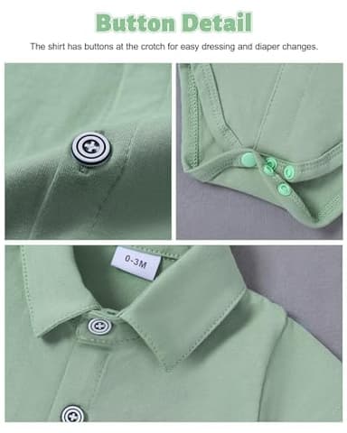 SANMIO Baby Boy Clothes Suits 0-24M Infant Gentleman Wedding Outfits, Short Sleeve Dress Romper Bowtie+Detachable Suspenders - Image 6