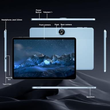 Android 15 Tablet,11 Inch Tablets with Octa Core Processor, 12GB RAM + 128GB ROM 1TB Expand, Widevine L1, 8000mAh Battery, 2.4/5Ghz Dual Band WiFi/GPS/FM Radio,5/8MP Cameras, Case Included - Blue - Image 7