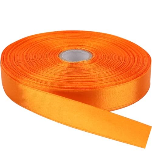 NISDOCF Single-Faced Sash Orange Ribbon - 5/8 Inch x 50 Yards Bulk Roll - Decorative Gift Wrapping, Crafting, Hair Bows, Wedding Party Decorations