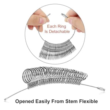 Ring Sizer Measuring Tool Kit, 27 PCS Premium Stainless Steel Measuring Ring Tool, US Ring Size 0-13 with Half Size, 2 PCS Reusable Finger Size 1-17 USA Rings Size with Magnified Glass - Image 6