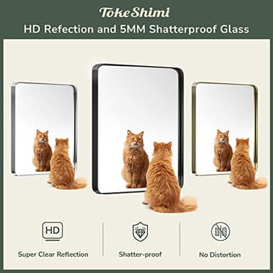 TokeShimi Bathroom Mirror for Wall 24 x 32 Inch Gold Brushed Brass Metal Rounded Corner Rectangle Mirror Wall Mirror in Metal Frame - Image 5