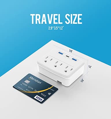 Puveini Cruise Power Strip Foldable Plug Non Surge Protector with USB C Outlets 3.4A Total, Cruise Ship Essentials, 2 Prong to 3 Prong Outlet Adapter, Japan Plug Adapter - Image 6